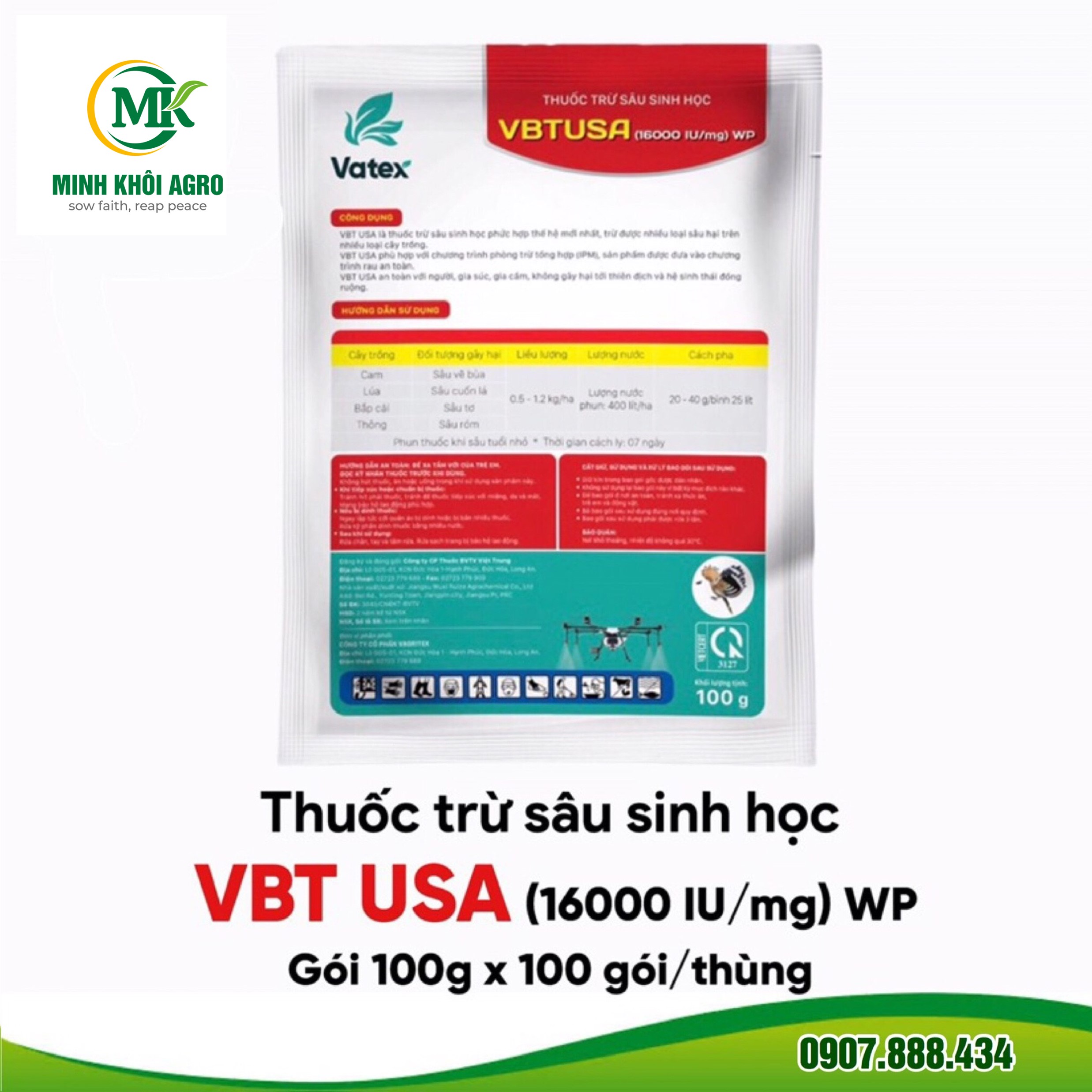 Thuốc trừ sâu sinh học VBT USA - Gói 100g